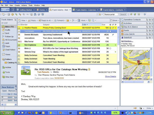 Новая версия Lotus Notes 8 представляет собой интегрированное рабочее пространство с поддержкой коллективной работы