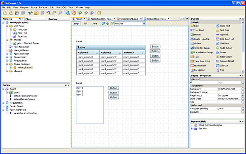 Визуальная среда NetBeans Visual Web Pack 5.5