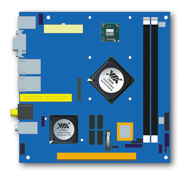 Эталонное изображение платы форм-фактора Mini-ITX 2.0 Эталонное изображение платы форм-фактора Mini-ITX 2.0
