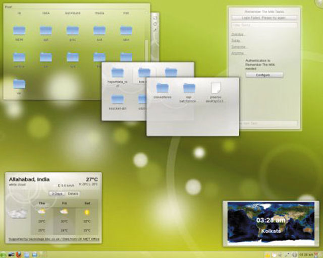 Рабочий стол KDE 4.3 с усовершенствованными “плазмоидами” в OpenSUSE 11.2 Рабочий стол KDE 4.3 с усовершенствованными “плазмоидами” в OpenSUSE 11.2