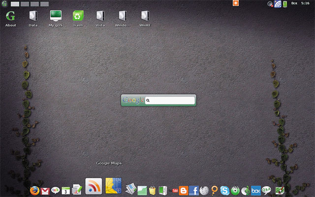 Интерфейс системы gOS Linux внешне напоминает MAC OS X Интерфейс системы gOS Linux внешне напоминает MAC OS X