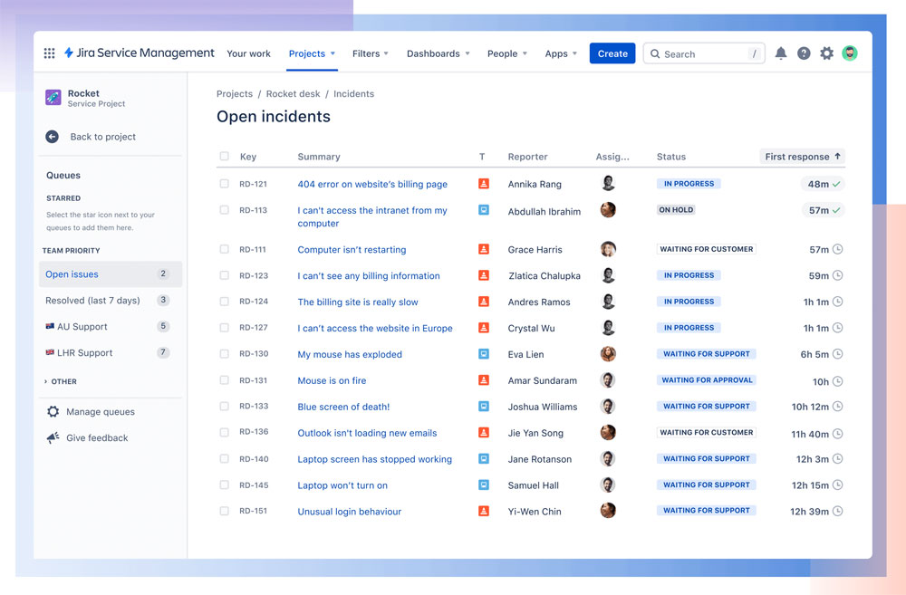 Интерфейс Jira Software