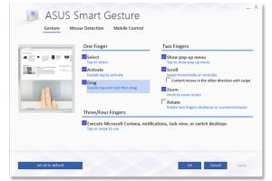 ASUS Smart Gesture позволяет задать различные действия сенсорной панели при касании одним, двумя, тремя и четырьмя пальцами. (Фото: Сандра Фогель / ZDNet)