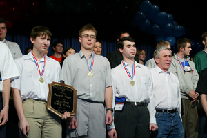 Команда МГУ — вице-чемпион мира 2003 г. Слева направо: П. Митричев, Е. Черепанов, М. Бабенко, Е. Панкратьев