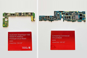Площадь созданной Qualcomm логической платы для компьютеров примерно на 50% меньше площади аналогичной платы Intel